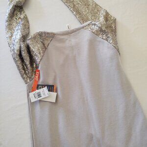 NWt JAG Brand 🕳️Grey-Glitter Arm Sweatshirt: Size Xs
